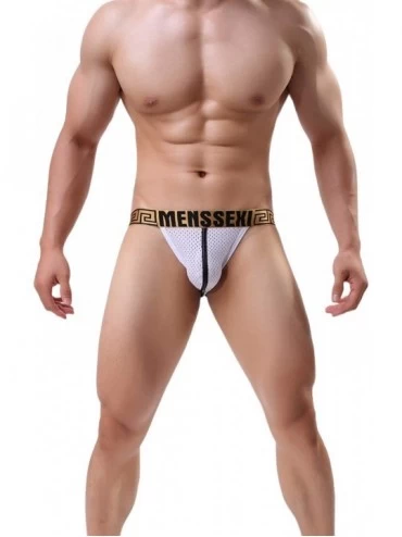 G-Strings & Thongs Sexy Men's Double Underwear U Convex Pocket Breathable Nylon Briefs - 4p - C118ADSYLH7 $18.72