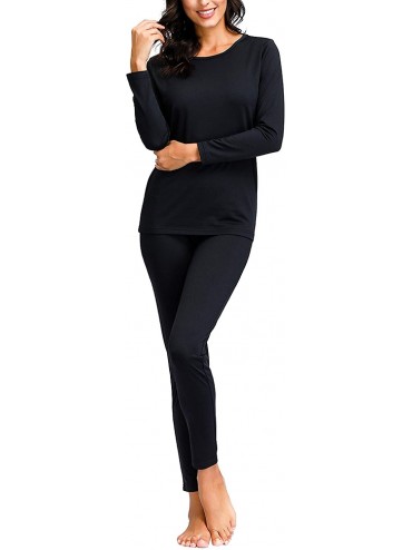 Thermal Underwear Thermal Underwear for Women | Fleece Lined Long Johns Womens Base Layer Set - Black - CM18XDE2EXU $41.10