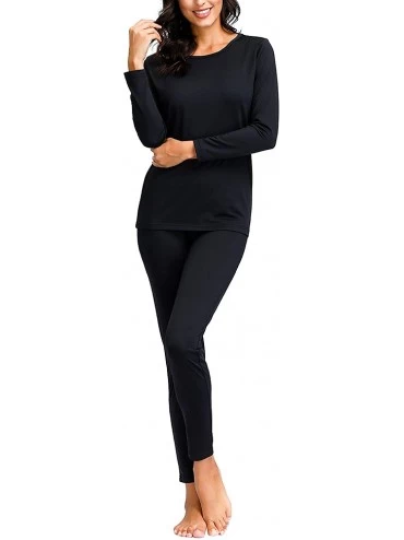 Thermal Underwear Thermal Underwear for Women | Fleece Lined Long Johns Womens Base Layer Set - Black - CM18XDE2EXU $18.77