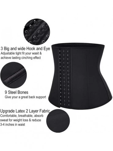 Shapewear Women's Latex Underbust Corset Waist Training Cincher 9 Steel Boned - Black-9 Steel Bones Upgraded - CI18ORDCAA3 $1...