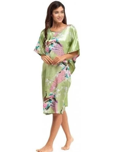 Robes Summer Hot Pink Very Beautiful Silk Rayon Home Dress Women Summer Nightdress Sleepshirt Robe Gown Kimono Bathrobe One S...