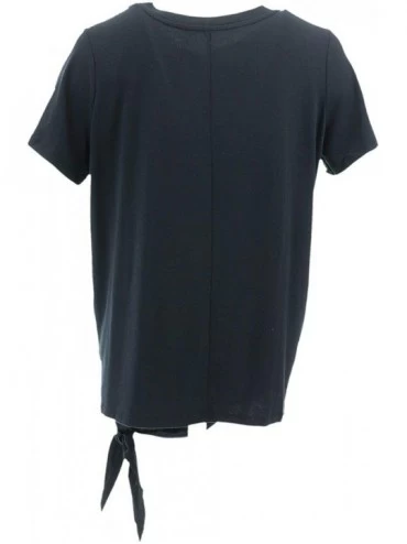 Tops Loungewear Cozy Knit Tie Front Top A306960 - Black - CA18IZRHO30 $31.95