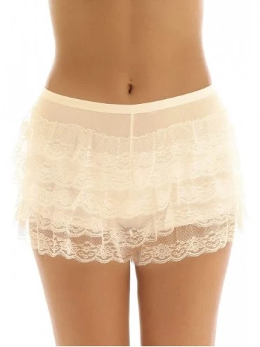 Panties Women Ladies Layered Lace Bloomer Pettipant Safety Pants Slipshort Underpants - Nude - CE18U3YZ64N $17.51