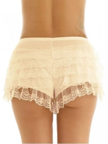 Panties Women Ladies Layered Lace Bloomer Pettipant Safety Pants Slipshort Underpants - Nude - CE18U3YZ64N $17.51