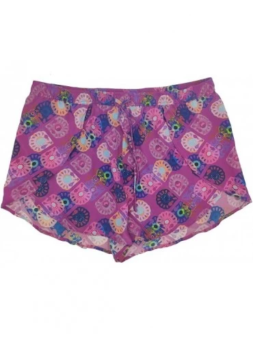 Bottoms 100% Mulberry Silk Shorts Lounge Shorts for Women - Purple Pattern - CU1957A3EWX $44.97