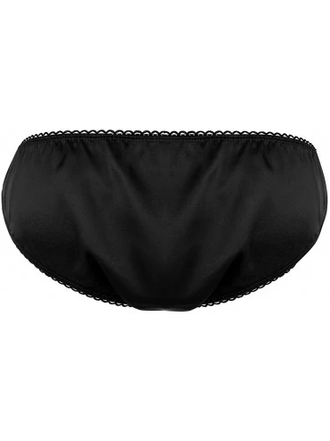 Briefs Men's Silk Satin Open Front Sissy Panties Bikini Briefs Crossdress Underwear - Black - CR19CS78MS8 $18.51