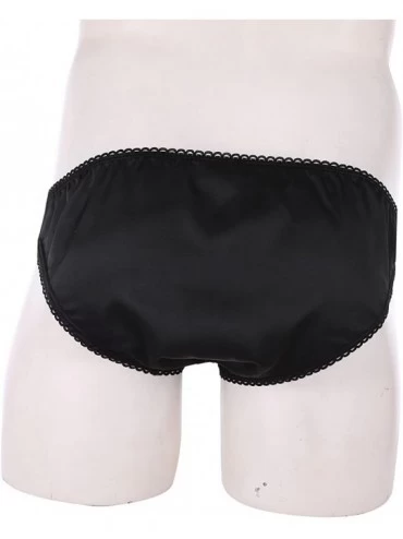 Briefs Men's Silk Satin Open Front Sissy Panties Bikini Briefs Crossdress Underwear - Black - CR19CS78MS8 $18.51
