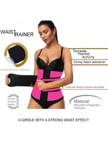 Shapewear Women Neoprene Sweat Waist Trainer Corset Trimmer Belt Waist Cincher Body Shaper Slimming - Pink-hooks - C418LKKU06...