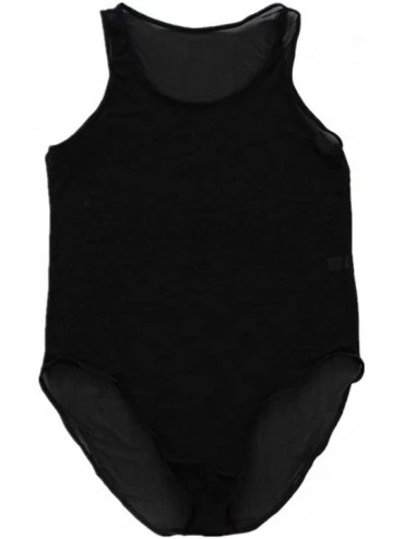 Shapewear Men Soft Mesh Leotard Bodywear Brief Vest Underwear Wrestling Singlet Nightwear - Black - CG180MYK78R $12.63