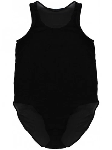 Shapewear Men Soft Mesh Leotard Bodywear Brief Vest Underwear Wrestling Singlet Nightwear - Black - CG180MYK78R $12.63