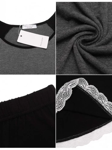 Nightgowns & Sleepshirts Women's Shorts Pajama Set Tank Tops with Shorts Sleepwear Sets Pjs - 02 Grey-black - CA1900SEMZ3 $16.89