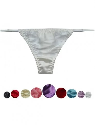 Panties Women Silk String Bikini Briefs Sexy Underwear Stretch Adjustable Waist - White - CW1850OM7DZ $26.30