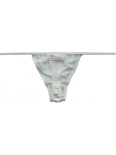 Panties Women Silk String Bikini Briefs Sexy Underwear Stretch Adjustable Waist - White - CW1850OM7DZ $13.84