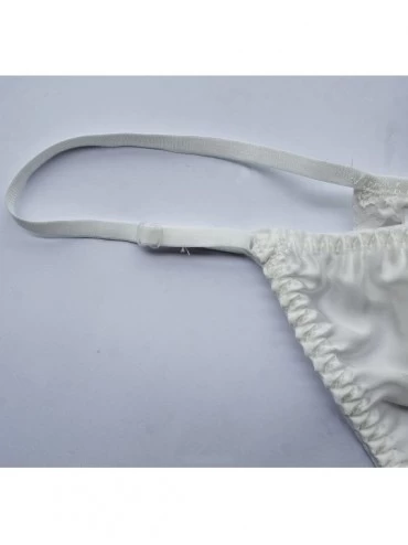 Panties Women Silk String Bikini Briefs Sexy Underwear Stretch Adjustable Waist - White - CW1850OM7DZ $13.84