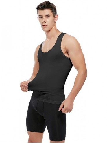 Shapewear Mens Gynecomastia Compression Shirts Slimming Undershirt Tank Top Seamless Abs Body Shaper - Black - CL18UHICYDG $4...