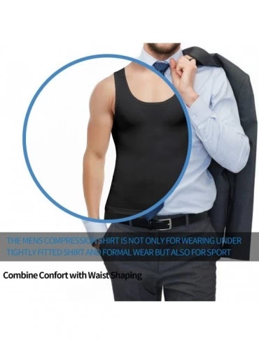 Shapewear Mens Gynecomastia Compression Shirts Slimming Undershirt Tank Top Seamless Abs Body Shaper - Black - CL18UHICYDG $1...