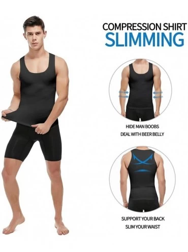 Shapewear Mens Gynecomastia Compression Shirts Slimming Undershirt Tank Top Seamless Abs Body Shaper - Black - CL18UHICYDG $1...