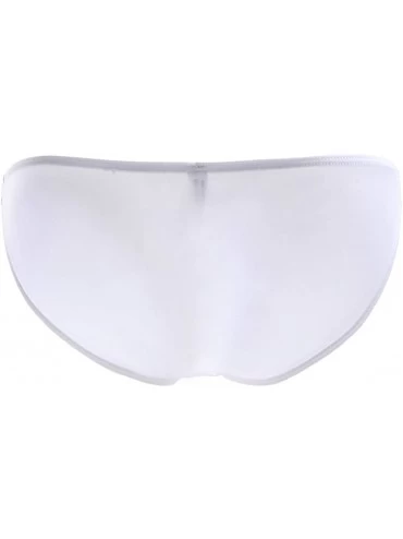 Briefs 3 Pack Men's Plain Color Ice Silk Semi-Transparent Low Rise Briefs Thongs Panties - A3 Pack - C41844EIIU3 $17.52