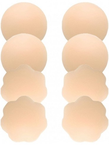 Accessories 4 Pairs Womens Reusable Adhesive Nipple Covers Invisible Round Silicone Cover (4 Assorted) - C818DUCHD0D $31.60
