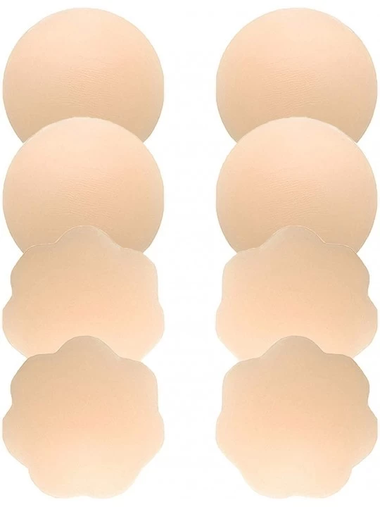 Accessories 4 Pairs Womens Reusable Adhesive Nipple Covers Invisible Round Silicone Cover (4 Assorted) - C818DUCHD0D $11.85