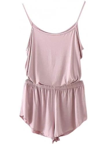 Sets Fashion Women Solid Sleeveless Sling Vest Tops and Loose Pant Shorts Pajamas Set- Women Suits Sets - Pink - C019DOK6YQ7 ...