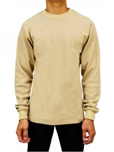 Thermal Underwear Men's Heavyweight Long Sleeve Thermal Crew Neck Top - Khaki - CY1205NGEVH $16.63