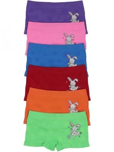Bras Girls's Junior Teen Pack of 6 Comfortable Seamless Stretch Boyshorts Underwear - Bunny - CH184S68HMO $21.35