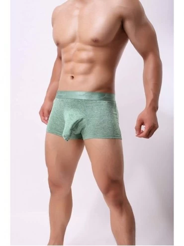 Boxer Briefs Men's Sexy Separate Pouch Boxer Brief Underwear Sleeve Prevent Friction - Green - CK18K7U92MC $13.88