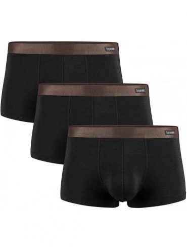 Trunks 3 Pack Men's Underwear Basic Bamboo Rayon Soft and Breathable Separated Pouch Trunks - Black - CW18587DC50 $35.34