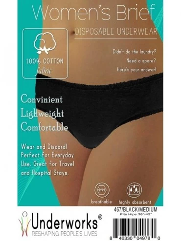Panties 10-Pack Womens Disposable 100% Cotton Underwear - for Travel- Hospital Stays- Emergencies - Black - CX17YK9G7A0 $14.53