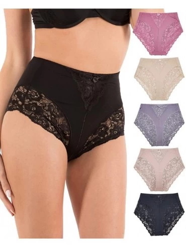 Panties 5 Pack Plus Size Underwear Women Light Control Full Cover Lace Briefs Panties - 5 Pack (Assorted Color) - CA12C689759...