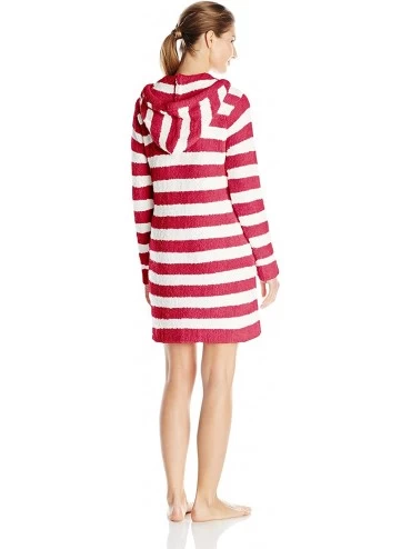 Tops Women's Marshmallow Hooded Lounger - Red/Cream Stripe - CR122G34EL1 $23.70