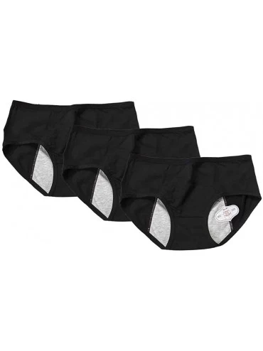 Panties Women's Period Sanitary Leak-Proof Menstruation Pregnant Panties 3 Sets - Black - CW18W6339NZ $45.06