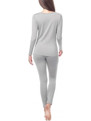 Thermal Underwear Women's Heavyweight Thermal Underwear Long John Set Fleece Lined Base Layer Top & Bottom L44 - Grey - CJ18R...