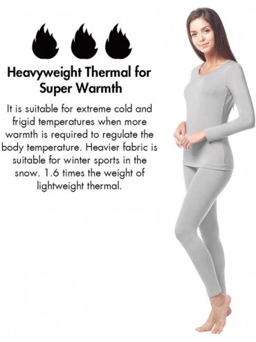 Thermal Underwear Women's Heavyweight Thermal Underwear Long John Set Fleece Lined Base Layer Top & Bottom L44 - Grey - CJ18R...
