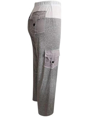 Bottoms Womens Comfy Casual Pajama Pants Floral Print Drawstring Palazzo Lounge Pants Wide Leg Yoga Pants with Pockets Gray -...