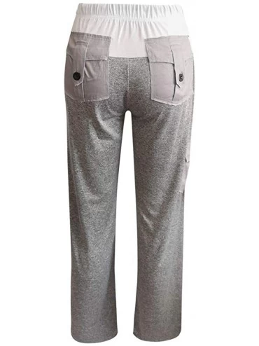 Bottoms Womens Comfy Casual Pajama Pants Floral Print Drawstring Palazzo Lounge Pants Wide Leg Yoga Pants with Pockets Gray -...