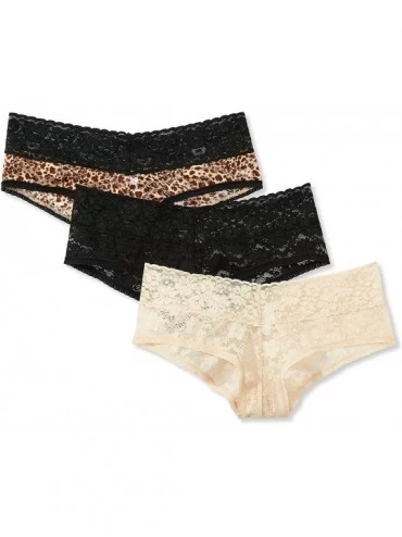 Panties Women's Lace Cheeky Hipster Underwear- 3 pack - Black/Nude/Leopard - CI12O74811F $29.43