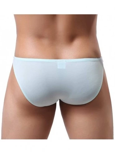 Briefs Mens Basic Bikini Briefs Pack Low Rise Ice Silk Underwear - 6-pack Light Blue - CM18LGKO0ZD $19.02