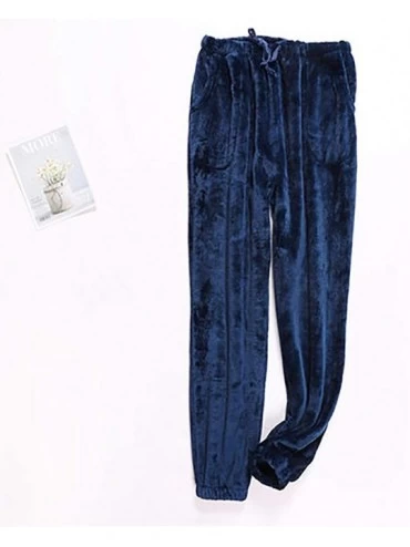 Bottoms Women Fuzzy Flannel Harem Pajama Bottoms Comfy Warm Pajama Pants Lounge Sport Pj Pants Bottoms Trousers - Navy - CM19...