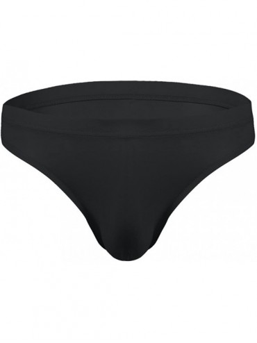 Bikinis Men's Silky Ice Silk Ultra-Thin Bikini Swim Briefs Underwear Swimwear - Black - C2180EKNX38 $26.61