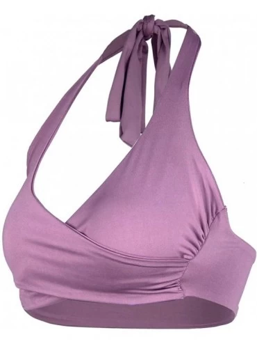 Camisoles & Tanks Women Sexy Backless Camisole with Halter Slim Fit Lace-up Vest Tube Top Style - Purple - CG196NXM7C0 $20.60
