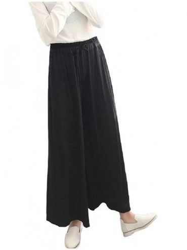 Bottoms Women High Waisted Long Pants Loose Modal Palazzo Lounge Pants - Black - CJ19CSYHYOX $39.86