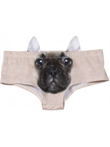 Panties Women's 3D Animal Face Underwear with Ears - Hipster Briefs - Beige French Bulldog - CH18HYD6SH8 $21.04