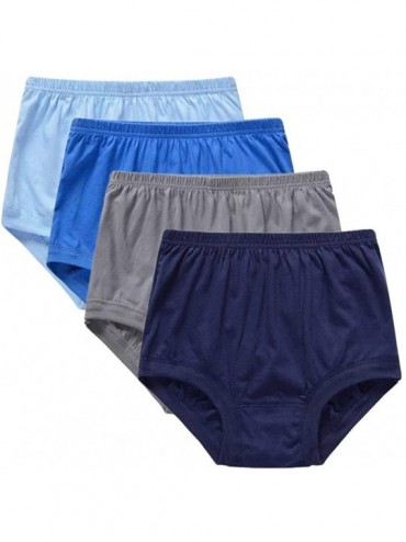 Briefs Men's 4-Pack Briefs Breathable Cotton Soft Summer Brief - Grey/Navy/Blue/Light Blue - CH197EQ5LXQ $38.72