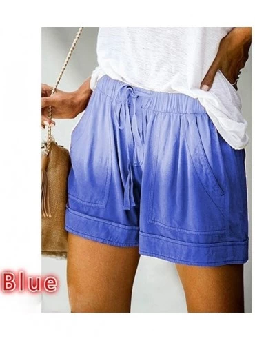 Bottoms Womens Plus Size Elastic Waist Drawstring Tie Dye Comfy Lounge Shorts Daisy Casual Pajama Shorts with Pockets A Blue ...