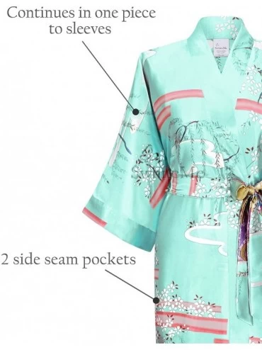 Robes Women's Kimono Robe- Long - [Side Seam Pockets] Geisha - Red - C1120WIO1V5 $36.52