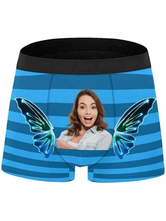 Boxers Custom Face Boxers Briefs for Men Boyfriend- Customized Underwear with Picture Butterfly Wings All Gray Stripe - Multi...