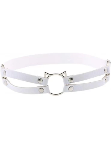 Garters & Garter Belts Women Gothic PU Leather Elastic Garter Belt Thigh Rock - White - CN190N3NZEO $23.97