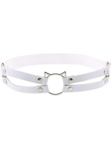 Garters & Garter Belts Women Gothic PU Leather Elastic Garter Belt Thigh Rock - White - CN190N3NZEO $14.63